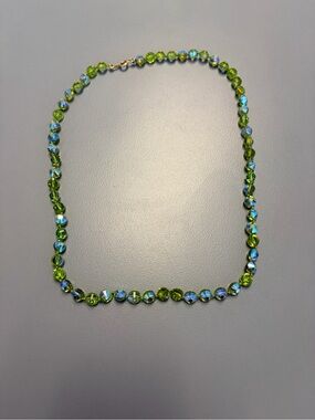 Vintage Banana Republic Crystal Beaded Necklace - Sparkling Olive and Aurora